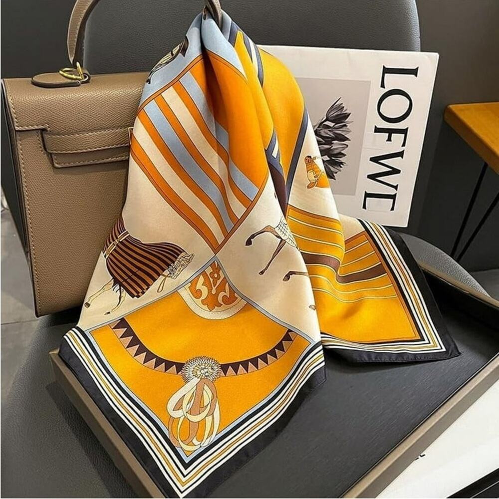 Luxury Inspired Horse Print Silk Satin Scarf - Picture 10 of 12